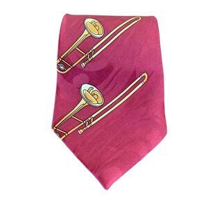 Albert Elovitz Handmade Trombone Musical‎ Instrument Novelty Vintage Necktie